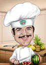 Male Chef Caricature Drawing