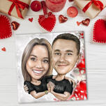 Caricature de couple personnalisée imprimée sur toile pour cadeau de Saint Valentin