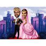 Sarkanā paklāja karikatūra: princis un princese