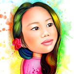 Japanese Caricature: Watercolor Style