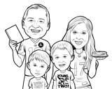 Outline Group Caricature Drawing