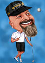 Caricatura de jogador de golfe para presente de aniversário