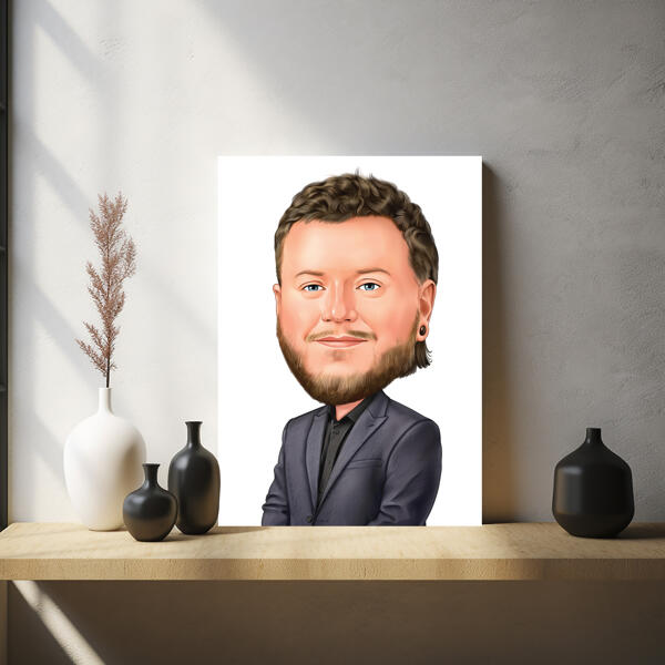 Canvas Caricature of 1 Person in Colored Style