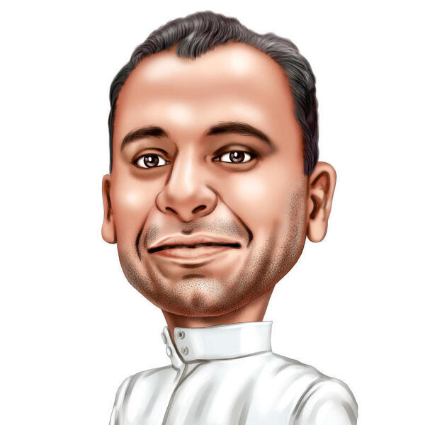 Indijas vīrieša karikatūras portrets no fotoattēla krāsainā stilā