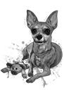 Volledig zwart-wit Chihuahua-grafietportret van foto's
