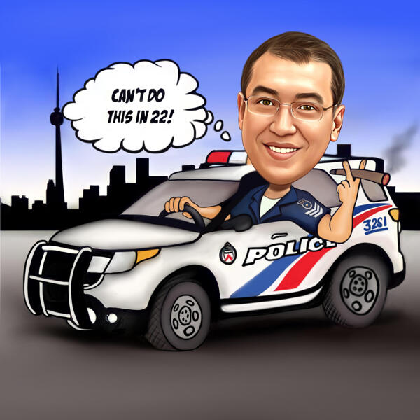 Karikaturgeschenk für neuen Polizisten