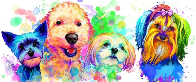 Akvarell husdjursporträtt