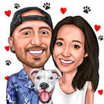 Couple with Dog Caricature from Photo