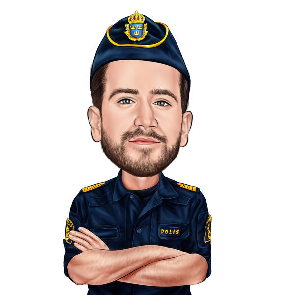 Police Officer Custom Caricature Portrait from Photo