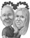 Retrato de desenho animado de casal de pais