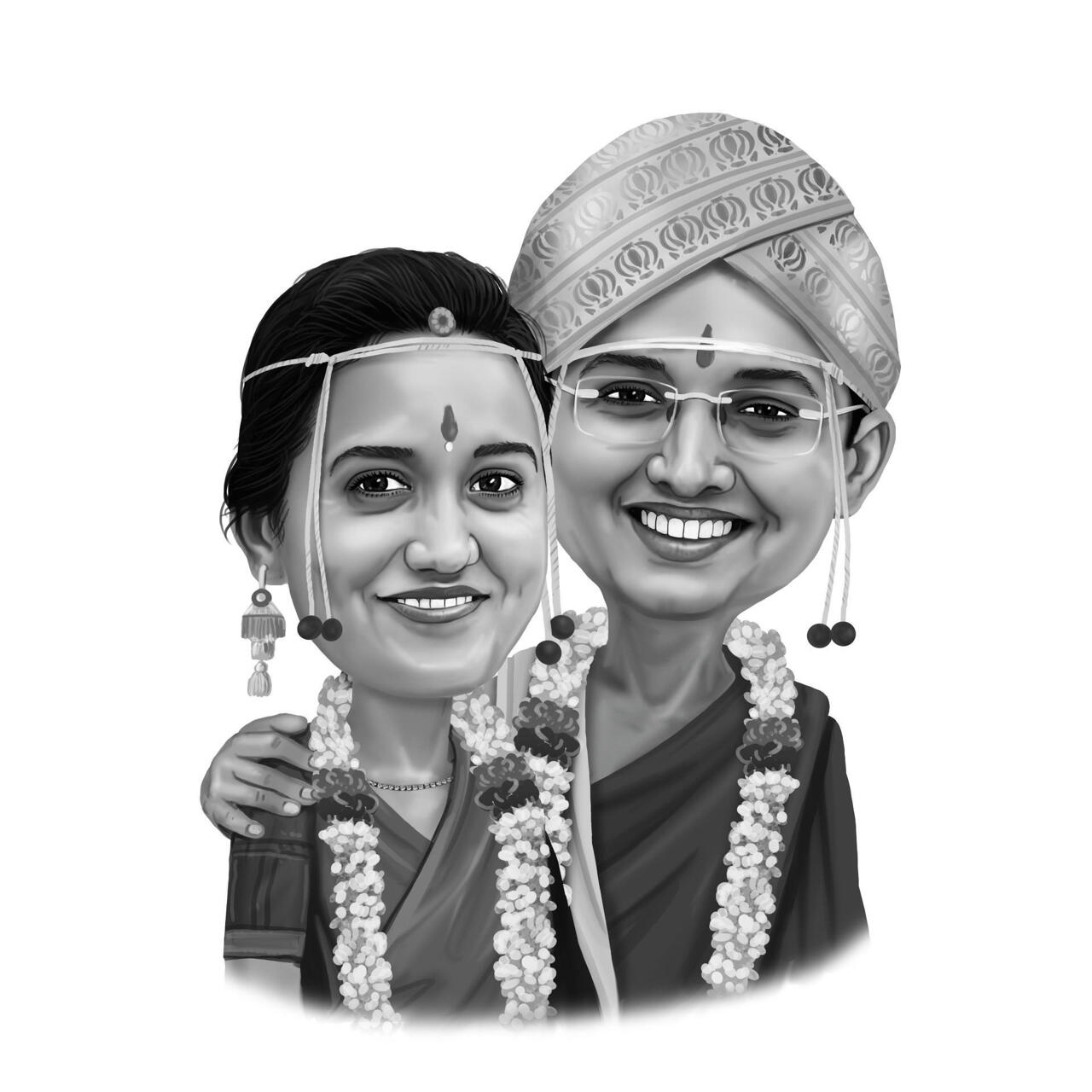 South Indian Wedding Couple. Types drawings. Drawings. Pictures. Drawings  ideas for kids. Easy and simple.