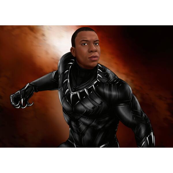 Ritratto di uomo personalizzato in stile colore dalle foto per i fan di Black Panther