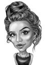Formal Clothing Lady Caricature from Photos in Black and White Style