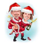 Caricature de couple de Noël avec Champaigne
