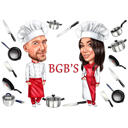 Logo dei cartoni animati degli chef: caricatura personalizzata degli amanti della cucina