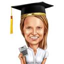 Girl Graduate Caricature with Balloons