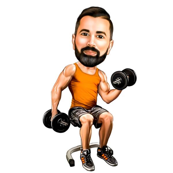 Caricatura de fisiculturista fitness