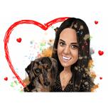 Owner with Pet Watercolor Portrait for Valentines Day Gift
