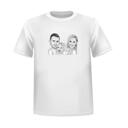 T-shirt tryckt gruppkarikatyr i svart och vit stil