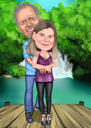 Summer Caricature Drawing of 2 Persons from Photos