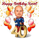 Portrait caricatural de super-héros pour un 60e anniversaire