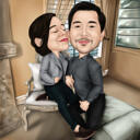 Forever Together - Anniversary Couple Caricature Gift with Personalized Background