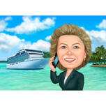 Summer Cruise Vacation Cartoon Caricature