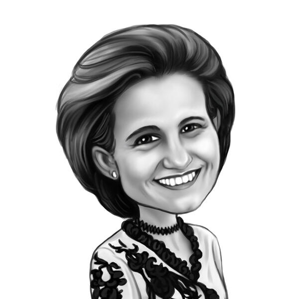 Memorial Portrait Painting of Woman in Black and White Digital Style