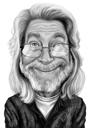 100th Years Anniversary Caricature Gift in Black and White Style