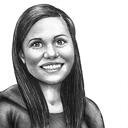 Vrouwelijk portret met de hand getekend in zwart-wit stijl