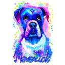 Ritratto di cane ad acquerello bluastro