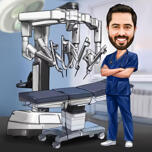 Caricature de chirurgie avec le robot Da Vinci