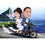 Braut und Bräutigam auf dem Motorrad
