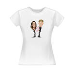 Paar farbige romantische Karikatur aus Fotos als T-Shirt Geschenk