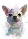 White Dog Cartoon Portrait im Aquarell-Stil vom Foto