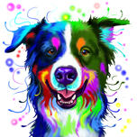 Retrato de caricatura de Collie en acuarela