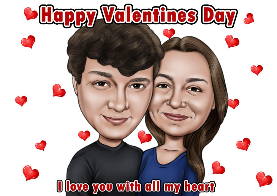 Valentines Day Caricatures Hand-Drawn from Photos