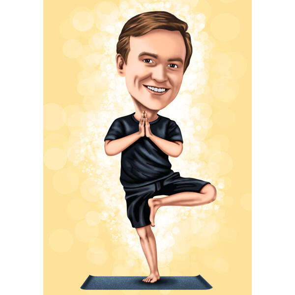 Yoga Person Karikatyr från Foto med En Färgad Bakgrund