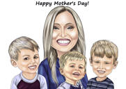 Мать с детьми Семейный рисунок