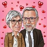 Caricatura di una coppia di genitori da foto con sfondo
