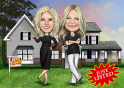 Two Realtors Cartoon Logo