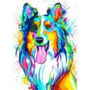 Portret de caricatură acuarelă Collie