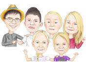 Schulkindergruppenkarikatur aus Fotos im Farbstil