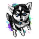 Tam Vücut Çizgi Film Husky