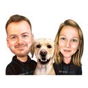 Retrato de casal com cachorro a partir de foto