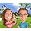 Karikatuur golfpaar