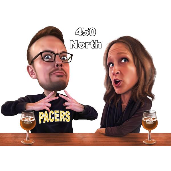 Dessin humoristique d'un couple dans un bar