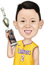 Ganador del campeonato deportivo con caricatura de trofeo de una foto con fondo de color