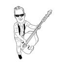 Full Body Musician Caricature in Outline Style for Music Lovers Gift