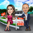 Two Realtors Cartoon Logo